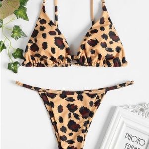 Brand New Never Worn Leopard Cheeky Bikini, Size M